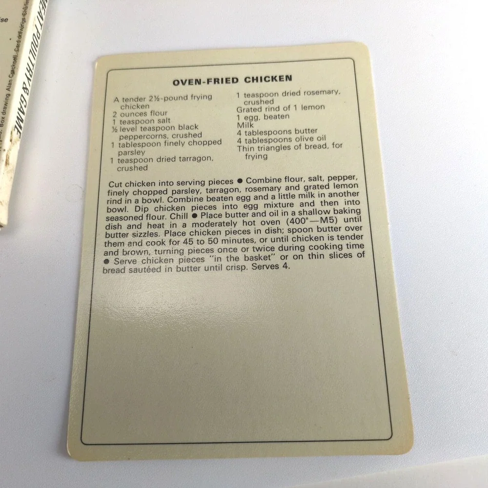 Vintage 1967 Robert Carrier Cookery Cards Meat Poultry & Game 39 Recipes British